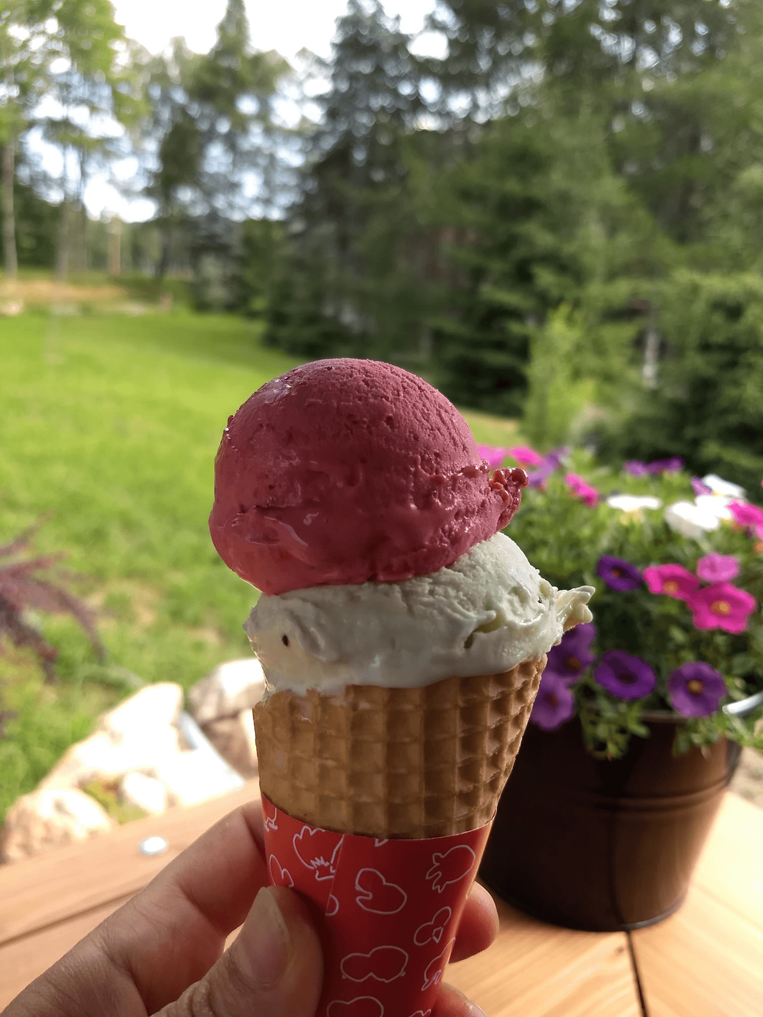 Zmrzlinový kornout – pohled shora